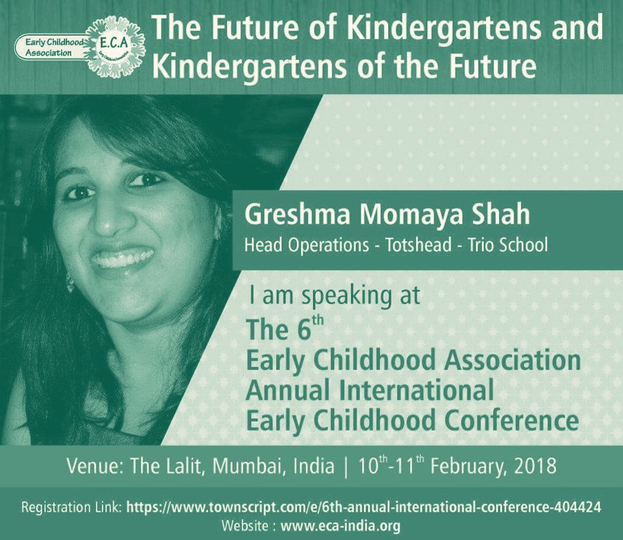 Poster for her talk at the Early Childhood Association conference, Mumbai, 2018